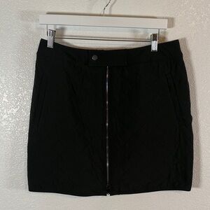Athleta Black Apres Ski Skirt Quilted Front Zip Mini Size 12